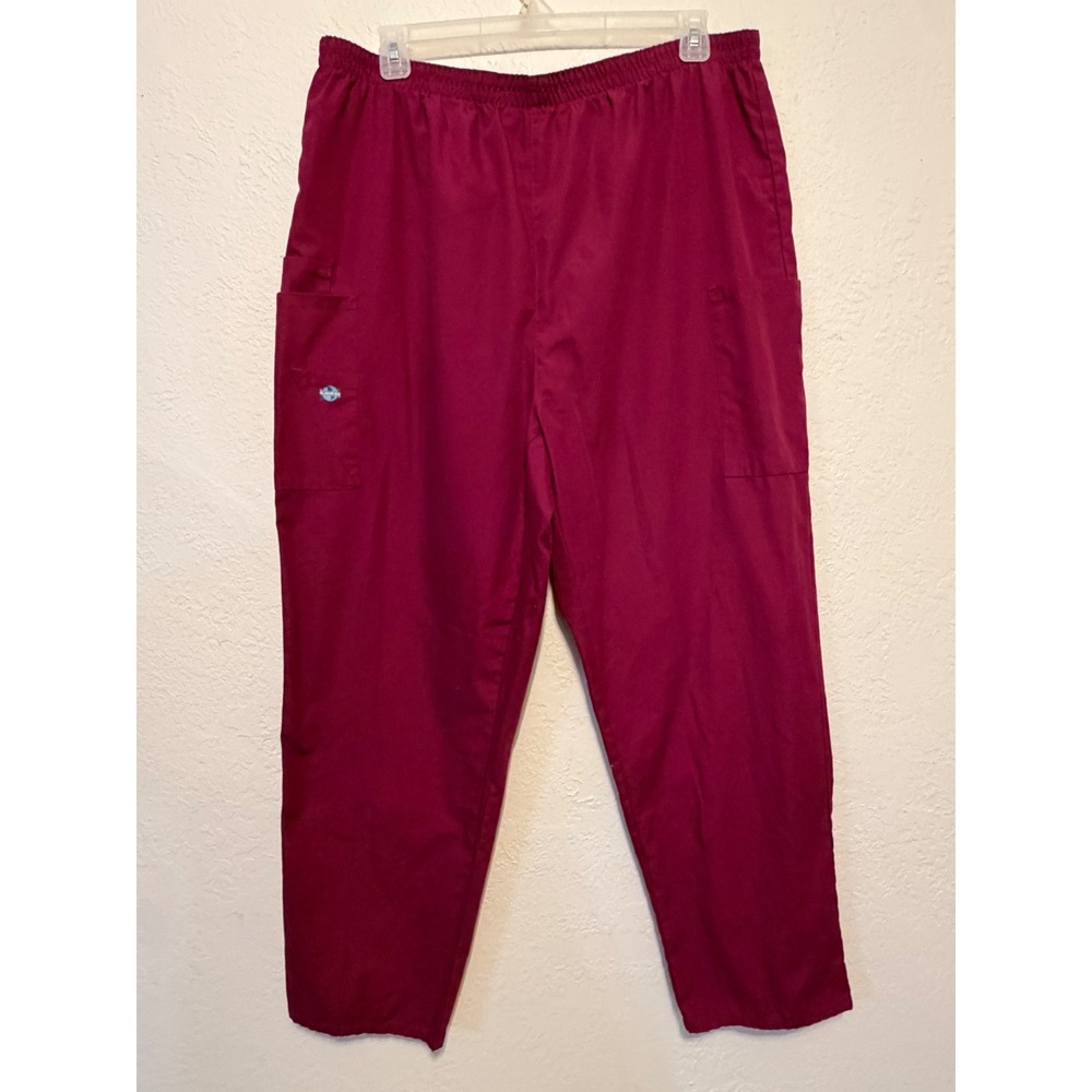 All Uniform Wear Burgundy Scrub Pants 2XL Style 9600C Elastic Waist Cargo Pocket